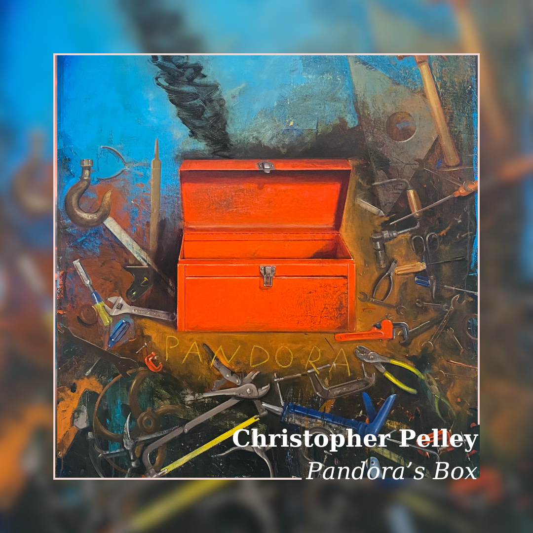 Pandora’s Box exhibition graphic for Christopher Pelley at the Windgate Museum of Art.