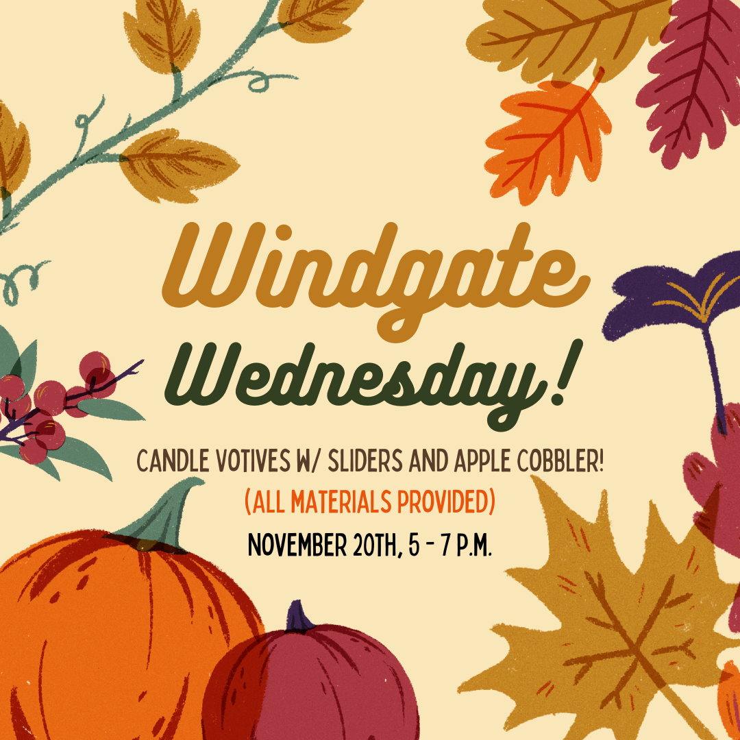 Windgate Wednesday and artist program social graphics.