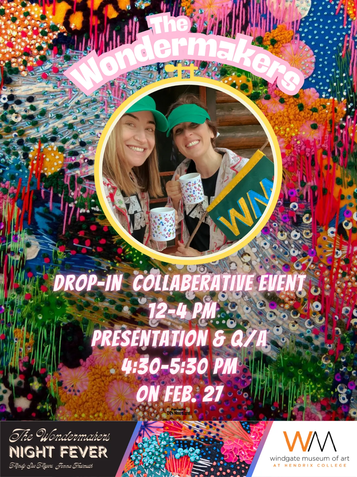 The Wondermakers: Night Fever event poster designed for the Windgate Museum of Art.